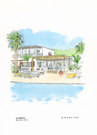 Sa barda dibujo ibiza original en subasta acuarela
