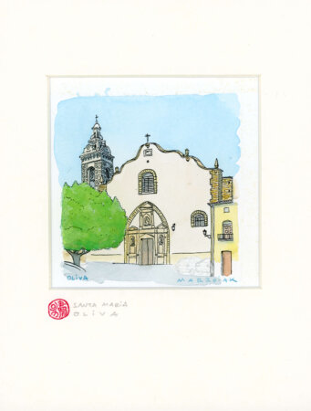 Santa maria oliva dibujo original en acuarela en subasta de arte