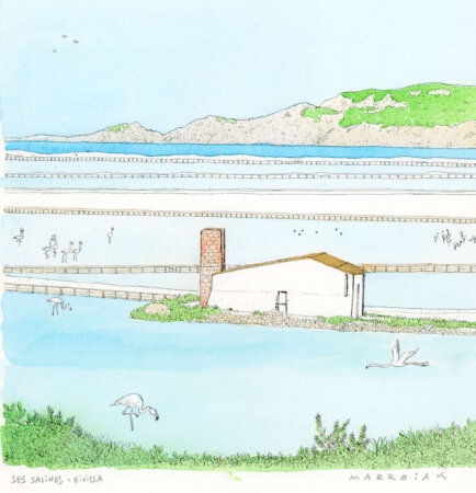 Ses salines ibiza acuarela original en subastas de arte