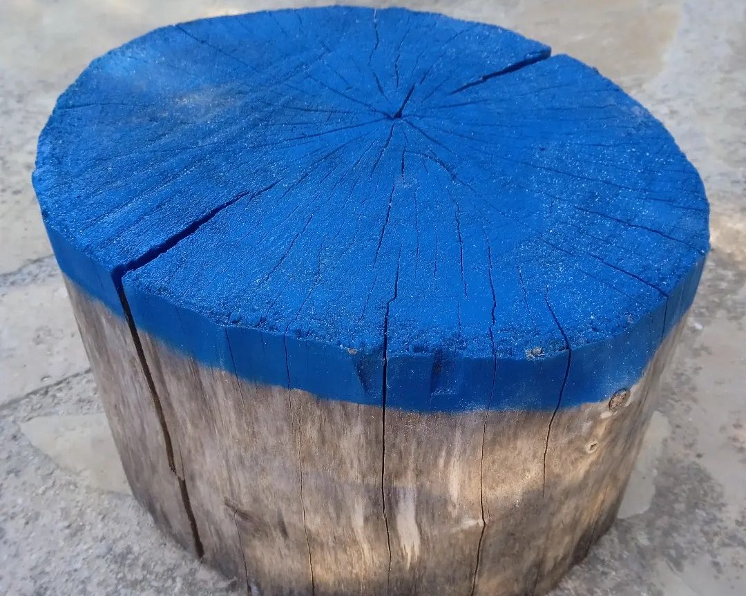 Tronco azul, arte en madera