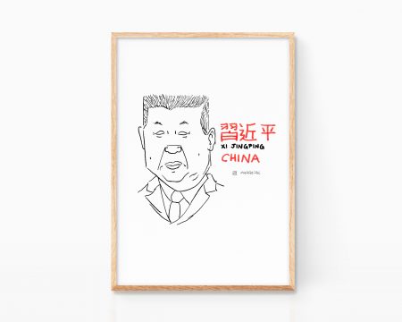 Xi-jingping retrato ilustración blanco y negro